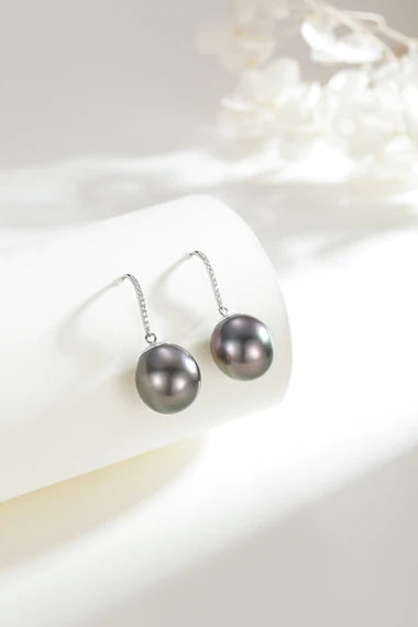 11-12 mm Tahitian Drop Pearl Gold Earrings - Ocean Gift